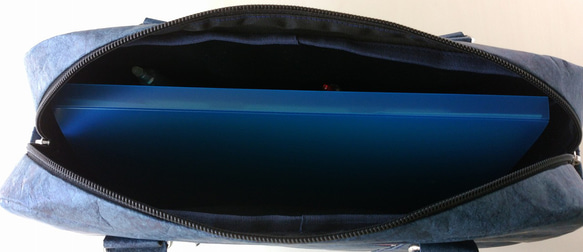 【防水　撥水　超軽量】 タイベックの通勤バッグ 青 A4サイズ 10枚目の画像