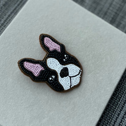 ビーズ刺繍のブローチ　-フレンチブルドッグ-French bulldog 3枚目の画像