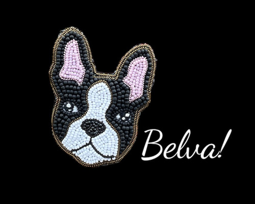 ビーズ刺繍のブローチ -フレンチブルドッグ-French bulldog