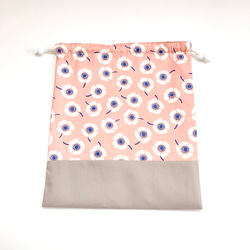 サイズが選べる巾着袋（大)  アネモネ　ピンク[受注製作] 2枚目の画像