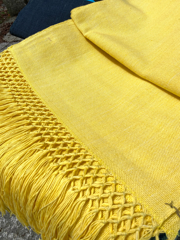 手織り のれん⑤　黄色 2枚目の画像