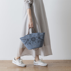 SALE Scallop Bucket Bag/スカラップバケツバッグ　ブルー 1枚目の画像