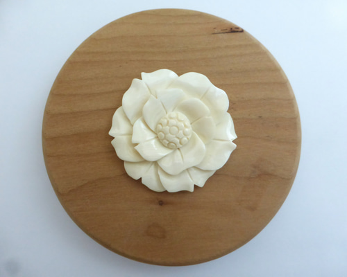 ナンタケットバスケット カービング バラ アイボリー 本象牙 アイボリーカービング、ナンタケットバスケット用オーナメント