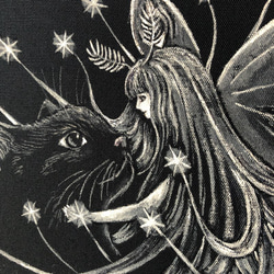 「蟲の姫と黒猫」SMサイズ アート作品原画 猫 徳島洋子作品 ★ 星月猫 2枚目の画像