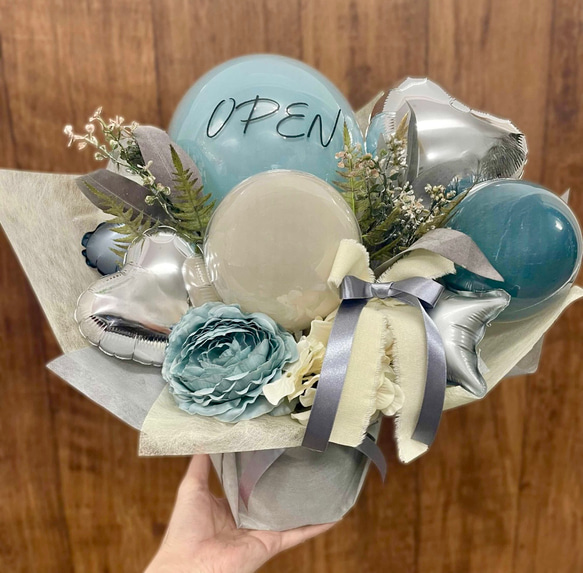 アンティークブルーギフト│開店祝　誕生日　結婚式　電報　記念日　お洒落　スモーキーカラー　ダスティカラー 2枚目の画像