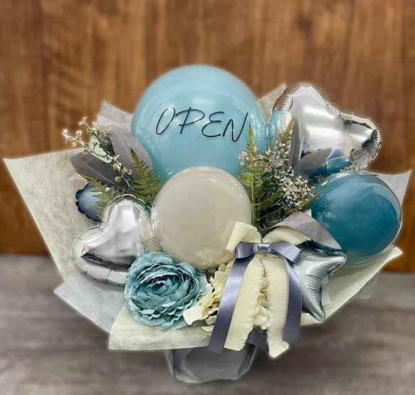 アンティークブルーギフト│開店祝　誕生日　結婚式　電報　記念日　お洒落　スモーキーカラー　ダスティカラー 3枚目の画像