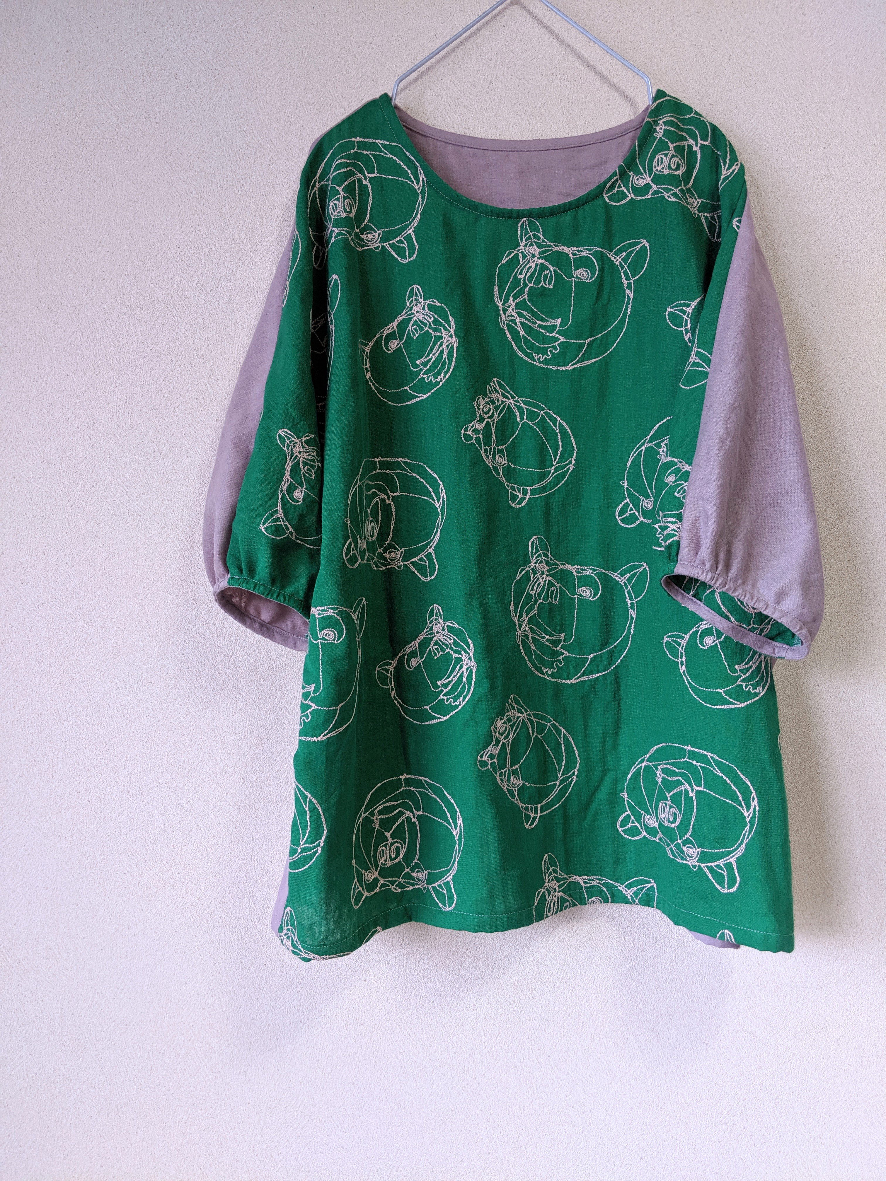 【オーガニックコットンダブルガーゼ】  刺繍ブラウス