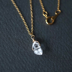 ハーキマーダイヤモンドの14kgfネックレス　天然石　透明　ギフト　金属アレルギー対応　一粒ネックレス 1枚目の画像