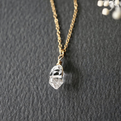 ハーキマーダイヤモンドの14kgfネックレス　天然石　透明　ギフト　金属アレルギー対応　一粒ネックレス 12枚目の画像