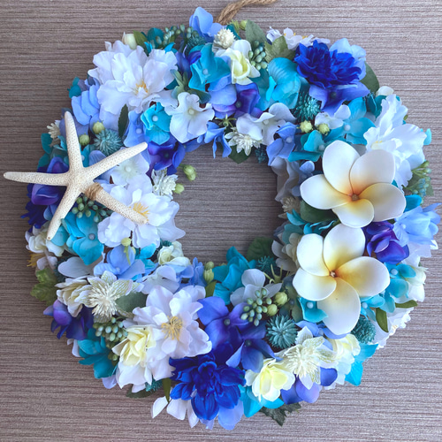 プルメリアのサマーリースハンドメイド造花ハーフリース