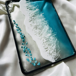 新作iPad air5ケース 10.9インチ 第5世代 第4世代  海　レジンアート　ブルー　カバー 1枚目の画像