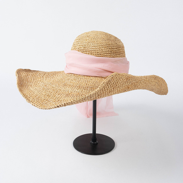 春と夏の新しいストリーマーかぎ針編みのラフィア大きなつばのある帽子の女性屋外旅行ビーチ日焼け止めシェード 11枚目の画像
