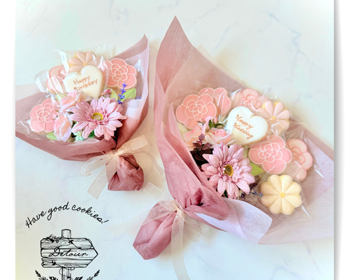 2サイズから選べる♩2色のローズアイシングクッキーブーケ