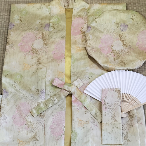 御長寿祝い豪華絢爛金色(向日葵柄)ちゃんちゃんこ４点セット 着物