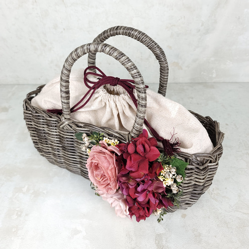 PPストローフラワーカゴバッグ＊レッド かごバッグ 紅緒 通販