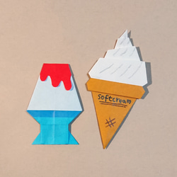 【折り紙】かき氷 3種・ソフトクリーム 2個 2枚目の画像