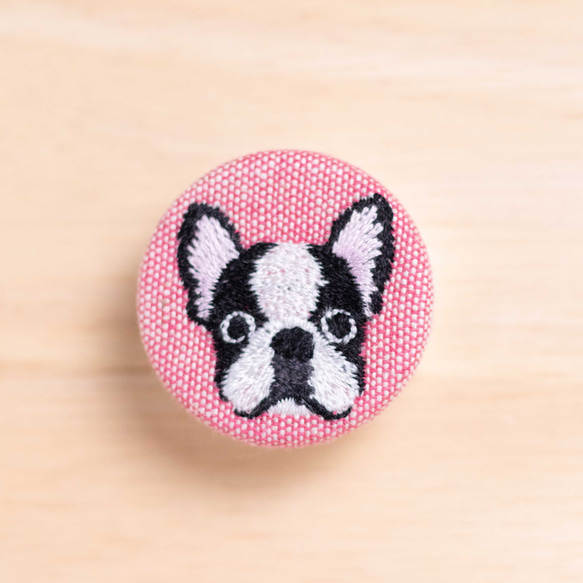 刺繍ビーズブローチボストンテリアハンドメイド