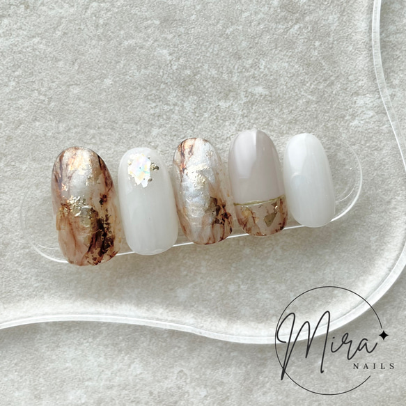 大人天然石ネイル サイズオーダー/ネイルチップ/大人ニュアンスネイル  
