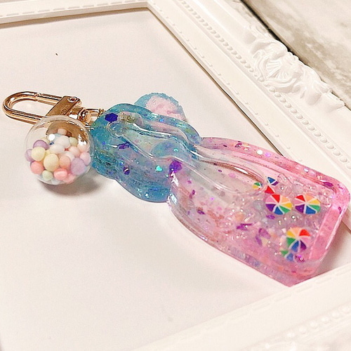 ラムネ　ブルーバンビ　シャカシャカキーホルダー　シェイカーキーホルダー　夏 ラムネ ブルーバンビ シャカシャカキーホルダー シェイカー