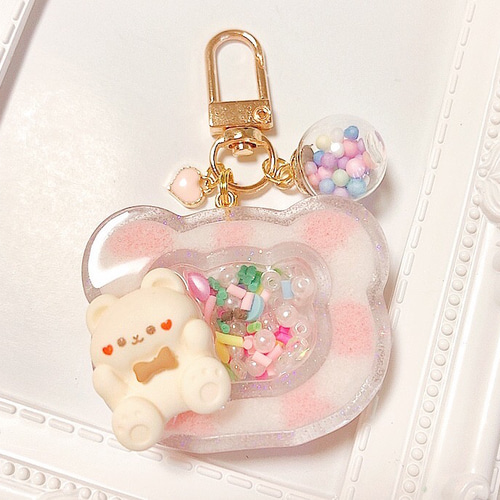シャカシャカキーホルダー＊くまロリポップ2点オーダー4点＊シェイカー fde5a00839c6ff26ae1fdd63b3b49f