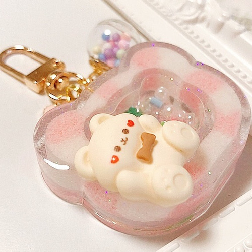 もふもふくまちゃんシェイカー◇シャカシャカキーホルダー 熊 チャーム