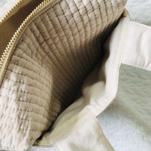 Mサイズ NUBI beige minibag 持ち手太めver. ヌビバッグ おむつポーチ