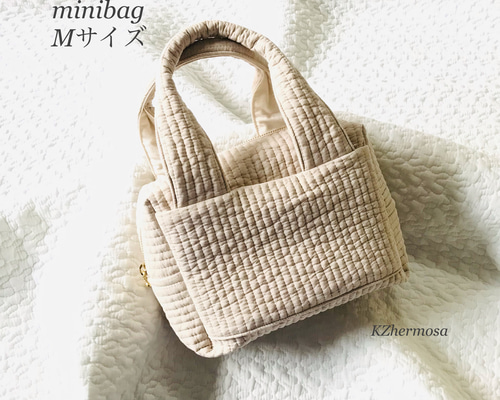 Mサイズ NUBI beige minibag 持ち手太めver. ヌビバッグ おむつ