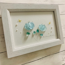 シーグラスアート 海の宝石 インテリア雑貨 北欧 枯れない花 ガラス細工 観葉植物 フラワー 白いお花 玄関 プレゼント 1枚目の画像