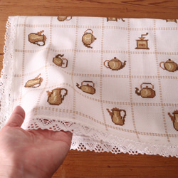 ドイツの手仕事/コーヒーミル・ケトル・カフェポットの手刺繍 テーブルクロス 未使用品 (ヴィンテージ) 10枚目の画像