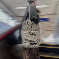 手編みトートバッグ メッシュバッグ おしゃれ 清涼感 13枚目の画像