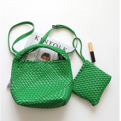 手編みバケツバッグ、小清新、シンプル、ハンドバッグ、クロスバッグ 12枚目の画像