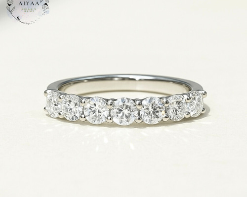 モアサナイト 3mm×7石 ハーフエタニティリング｜Dカラー VVS1 H&C