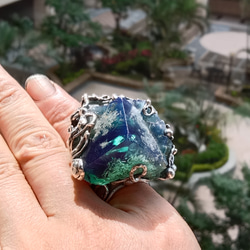 日光螢石原礦手工銀戒 純銀戒指~ 「藍綠之間」~ Fluorite Mineral Silver Ring 第18張的照片