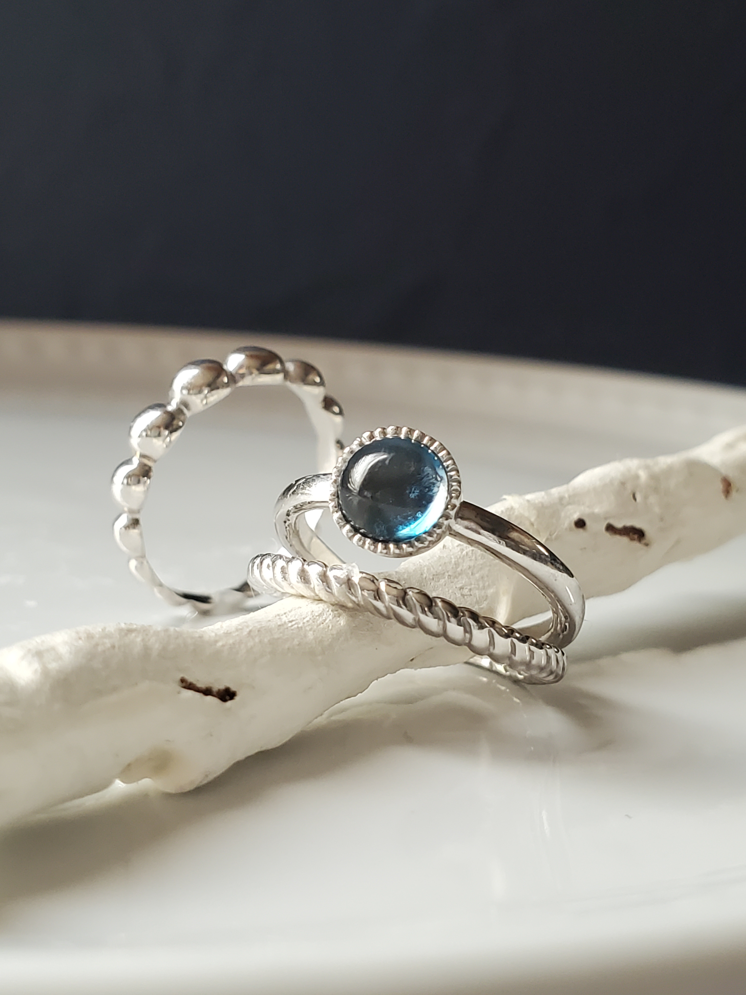 （新作）ご褒美2点セット❤️ロンドンブルートパーズ重ね付けマルチリングRS-229（28）