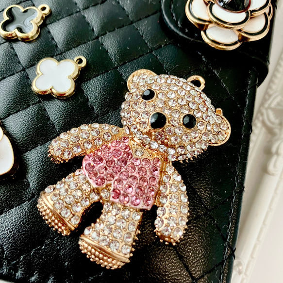 スマホケース　iPhoneケース　手帳型　カード収納　おしゃれ　おすすめ　13　15　16　かわいい　人気　クマ　黒 3枚目の画像