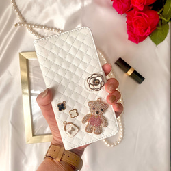 スマホケース　iPhoneケース　手帳型　カード収納　おしゃれ　おすすめ　13　15　16　かわいい　人気　クマ　黒 12枚目の画像