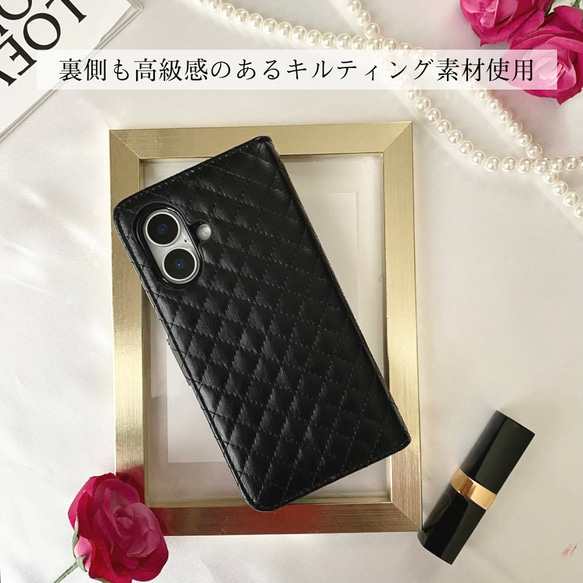 スマホケース　iPhoneケース　手帳型　カード収納　おしゃれ　おすすめ　13　15　16　かわいい　人気　クマ　黒 8枚目の画像
