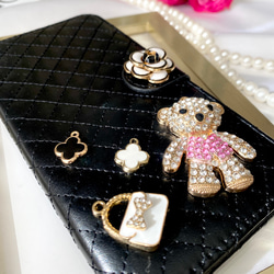 スマホケース　iPhoneケース　手帳型　カード収納　おしゃれ　おすすめ　13　15　16　かわいい　人気　クマ　黒 4枚目の画像