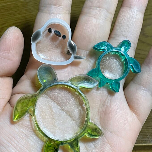 ウミガメ3cm【シェイカーシリコンモールド型】 樹脂・レジン