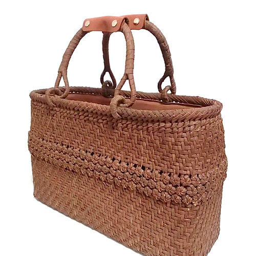 山葡萄バッグ台形高級極細花結び 山葡萄バッグ台形高級極細三段花結び