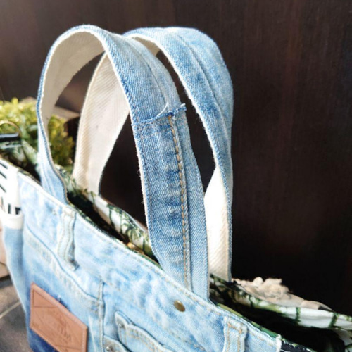 No.258【ダメージDENIM✖️SUMMER✨】デニムリメイクトートバッグ