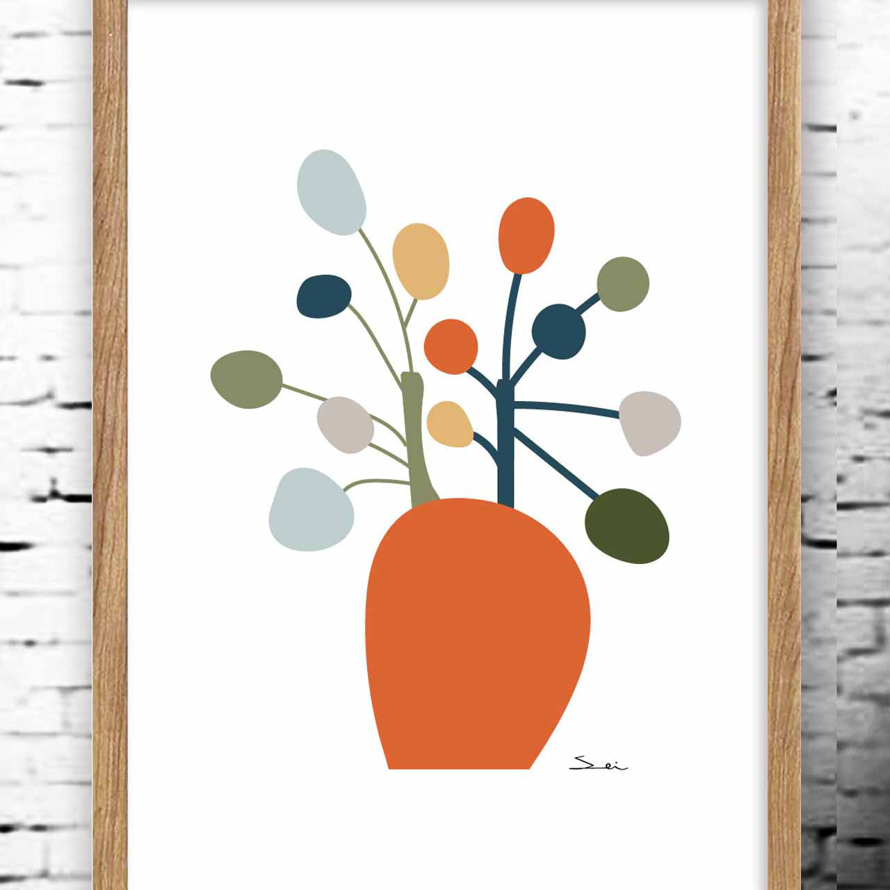 フラワーモダン　花　イラスト　ポスター　A4 A3 A2 A1　アートポスター　アート　誕生日プレゼント　1543