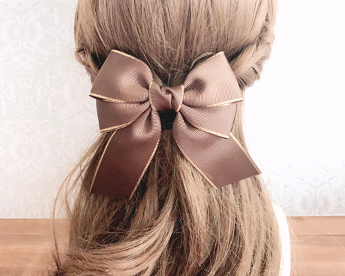 ぴっぴ様 acca リボンポニー ライトブラウン ヘアアクセサリー