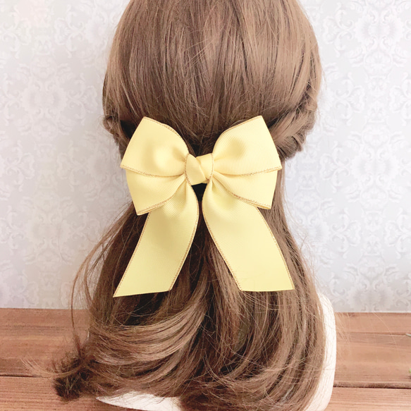 ち*い様 プラダ バレッタ ヘアピン 花柄 リボン ヘアアクセサリー ロゴ 後ろ姿をアップデート☆PRADA☆キャンバスリボンロゴバレッタ