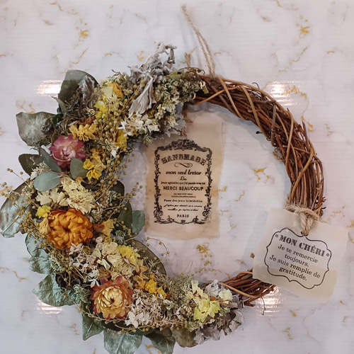 ドライフラワーのリース ナチュラルリース ナチュラル 可愛いリース