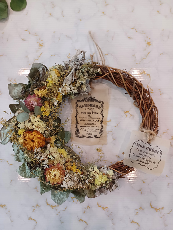 ドライフラワーのリース ナチュラルリース ナチュラル 可愛いリース