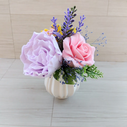 クレイフラワー❀仏花❀ひまわりと芍薬とピンクのバラ 7枚目の画像