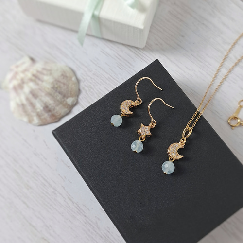 夏の福袋・Creema限定】14kgf◇アクアマリン・夏の夜空/ネックレス