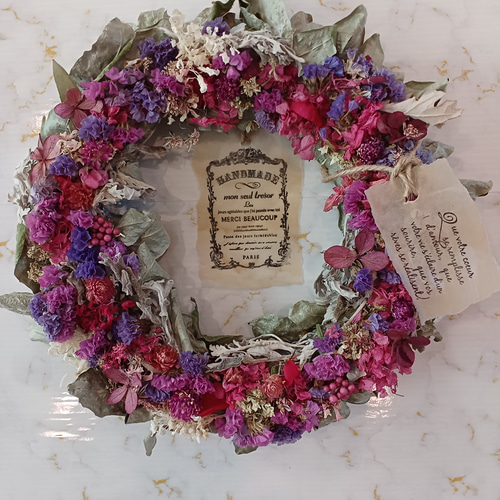可愛い小花のドライフラワーリース ナチュラルリース インテリア 癒し  