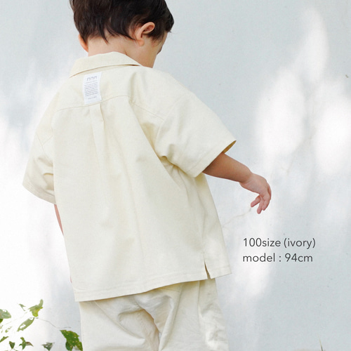 Kids オーバーサイズの開襟シャツ カーキ セットアップ可 子供服 Kids オーバーサイズの開襟シャツ カーキ セットアップ可 子供服